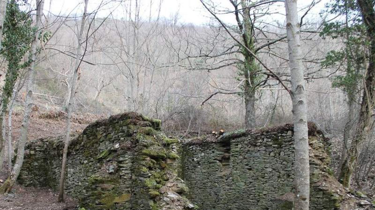 Los restos de la ermita están entre Manzanedo de Valdueza y el molino de San Juan, en el Oza