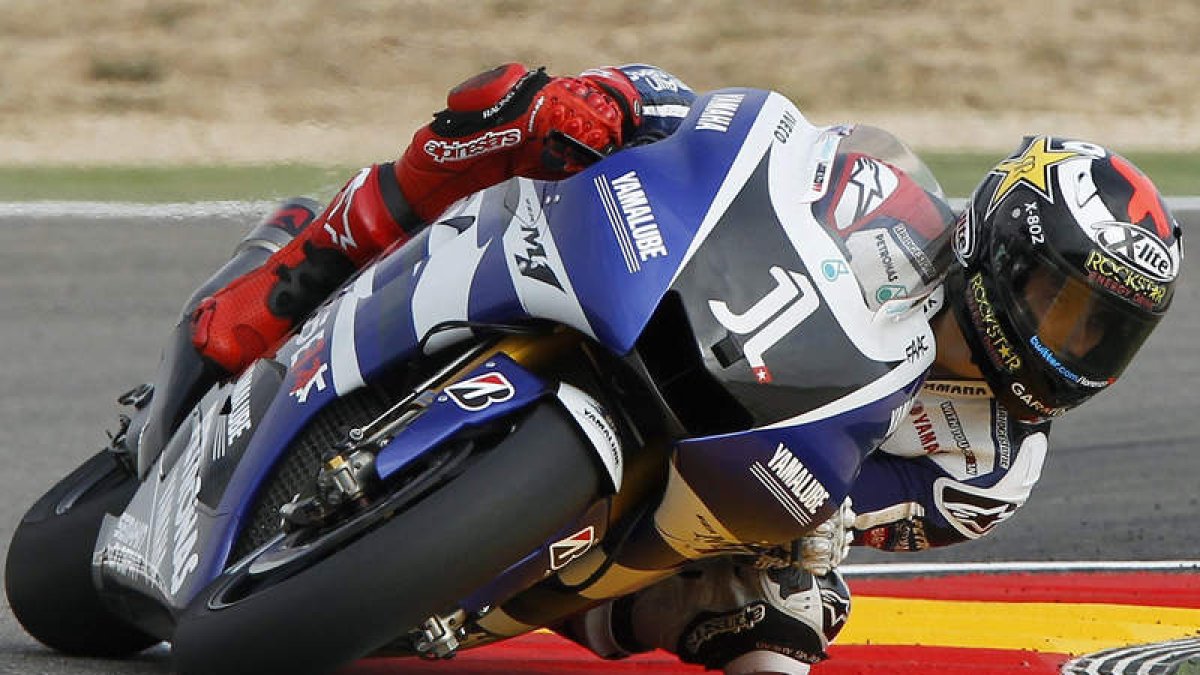 El piloto español de MotoGP Jorge Lorenzo durante la tercera sesión de entrenamientos libre.