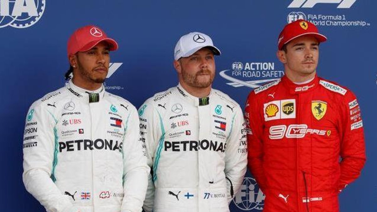 Valtteri Bottas, Lewis Hamilton y Charles Leclerc arrancarán delante mañana en el GP de Inglaterra.