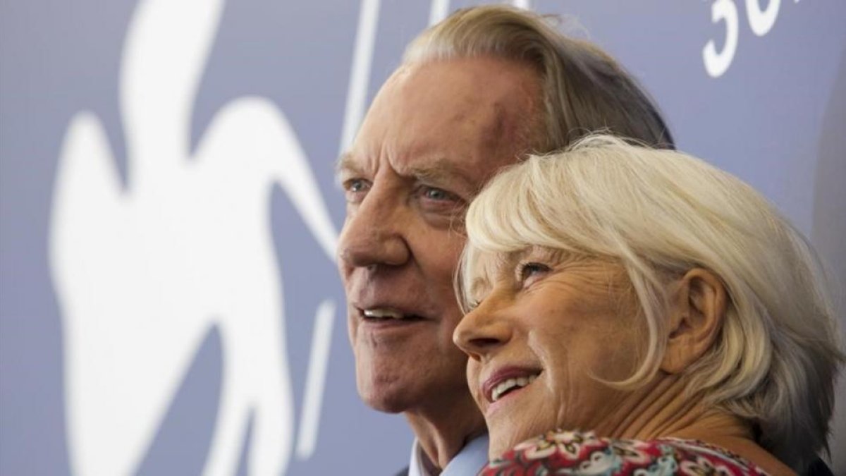 Donald Sutherland y Helen Mirren, en la Mostra de Venecia.