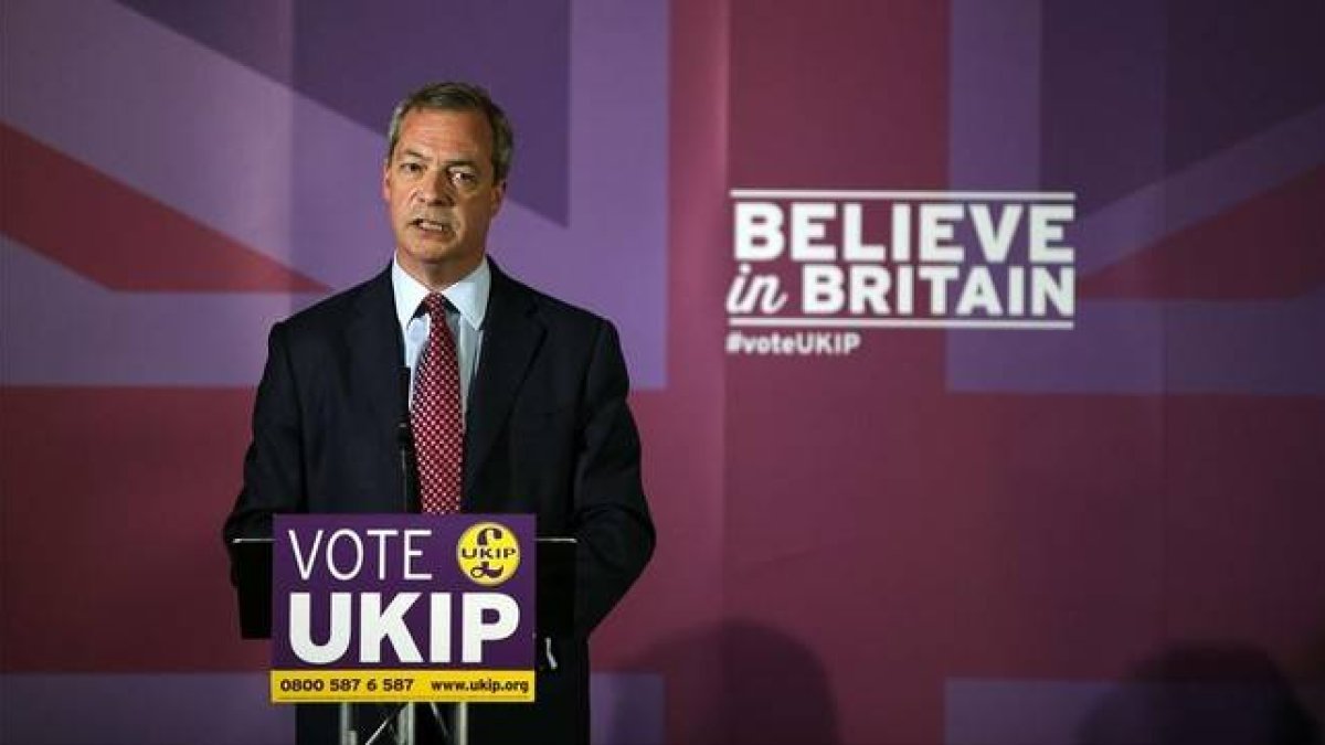 Nigel Farage, en un acto electoral de UKIP.