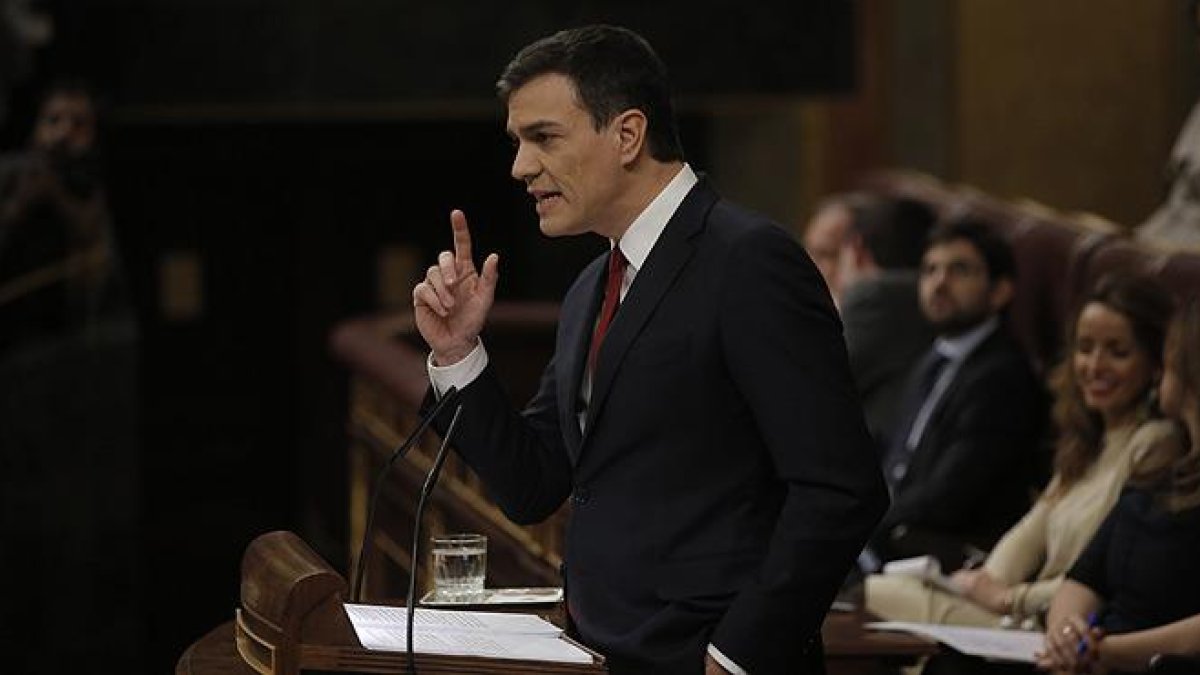 Pedro Sánchez, durante su discurso.