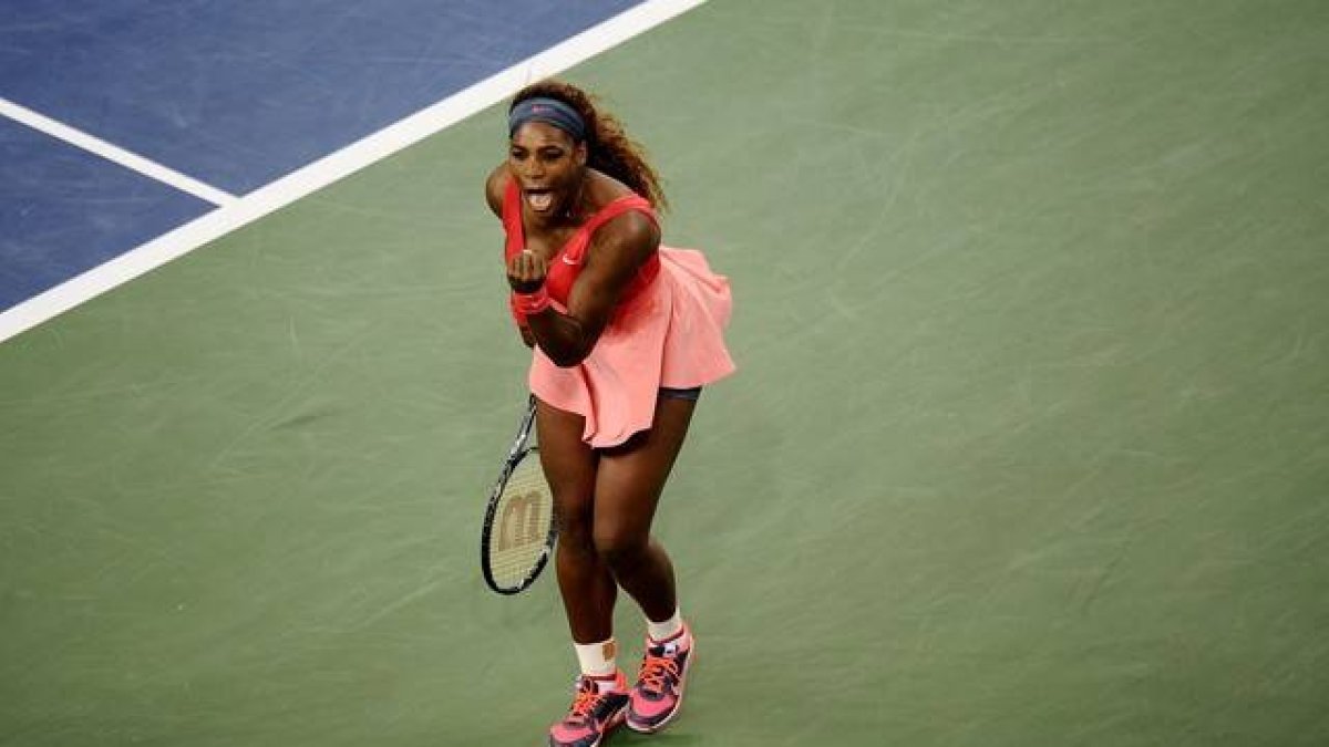 Serena Williams celebra un punto, en la final del Abierto de Estados Unidos. Maddie Meyer.