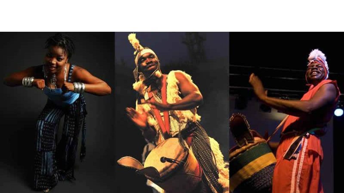 De izquierda a derecha, Fanta Yayo, Harouna Dembelé y el percusionista marfileño Baba Touré.