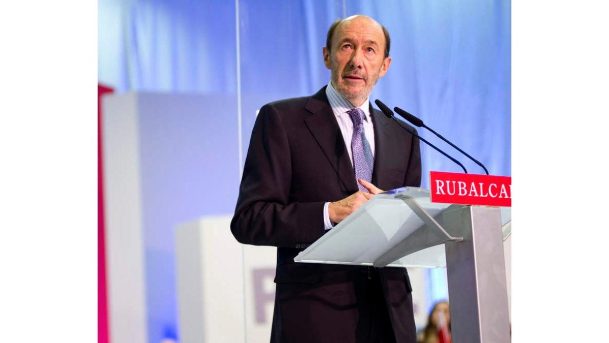 El candidato Rubalcaba en el mitin de Toledo.