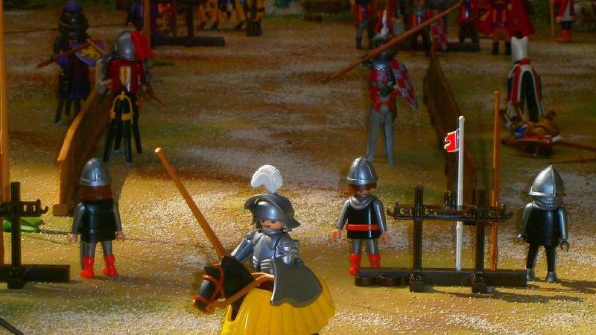 Detalle de la recreación del palenque en el diorama.