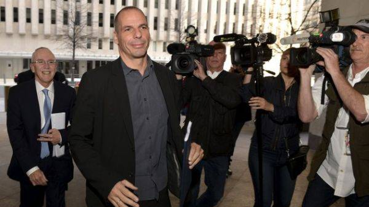 Varoufakis a su llegada al FMI.