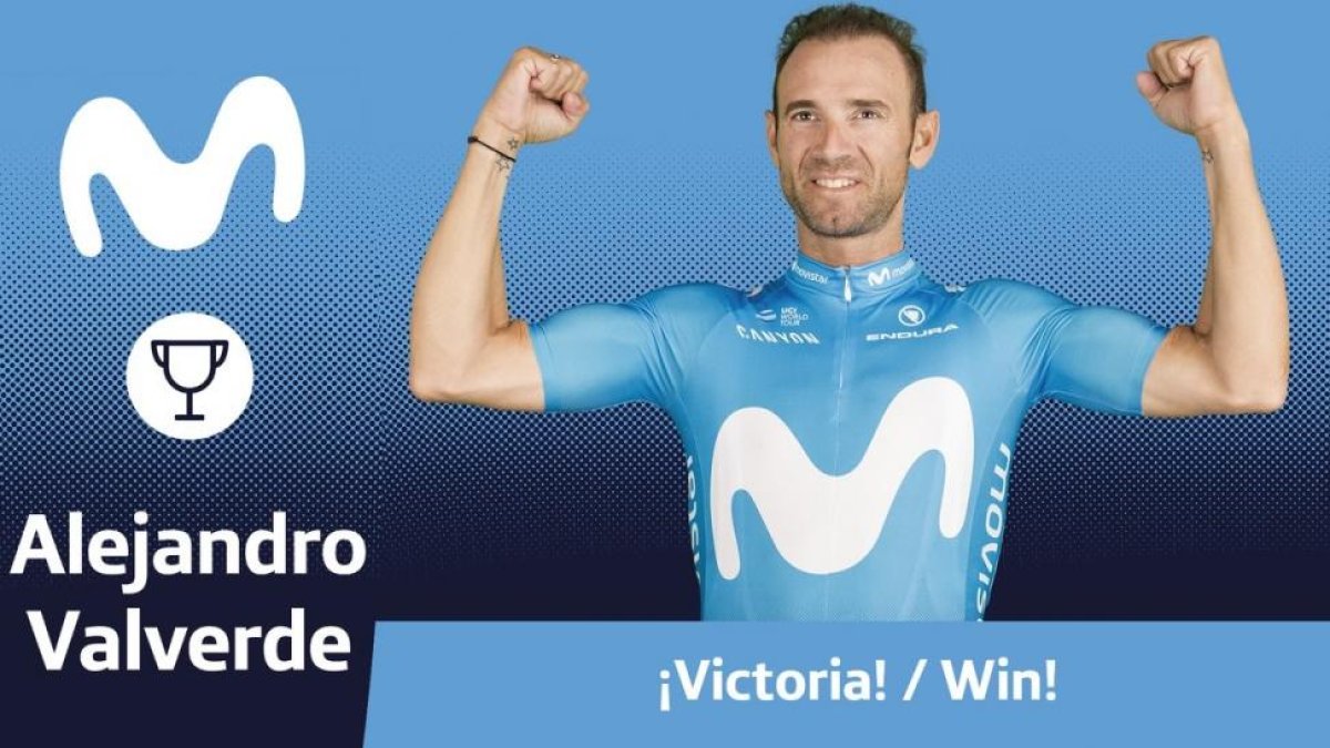 Así ha festejado el equipo Movistar la victoria de Valverde.
