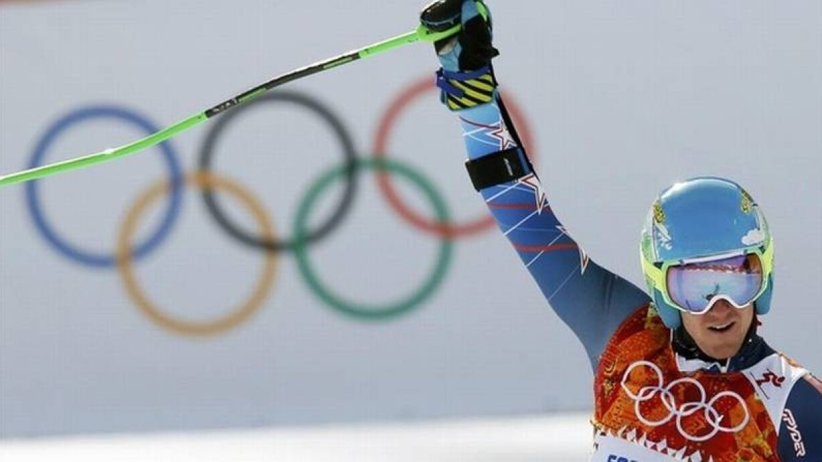 Ted Ligety celebra la victoria.