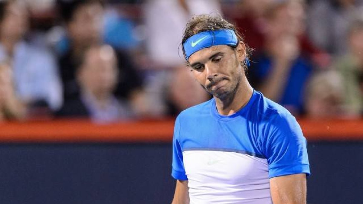 Nadal, durante el partido en el que ha perdido ante Nishikori, este sábado.