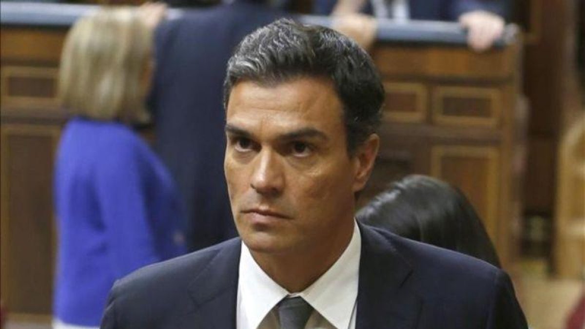 El secretario general del PSOE, Pedro Sánchez, en el Congreso de los Diputados.