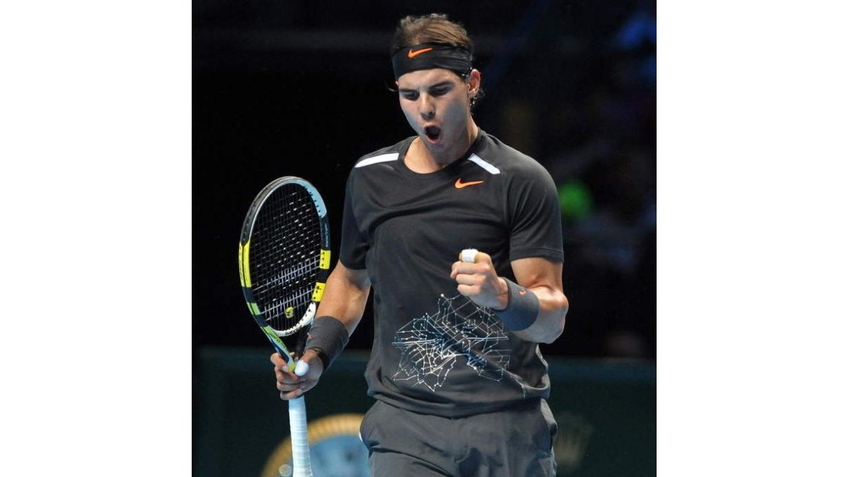 Nadal celebra su victoria ante el estadounidense Fish .