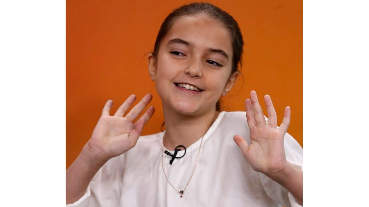 María, durante el encuentro con los medios de comunicación en RTVE Torrespaña
