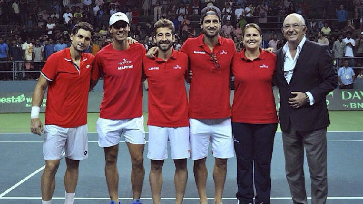El equipo español de Copa Davis que derrotó a India. VIDAL