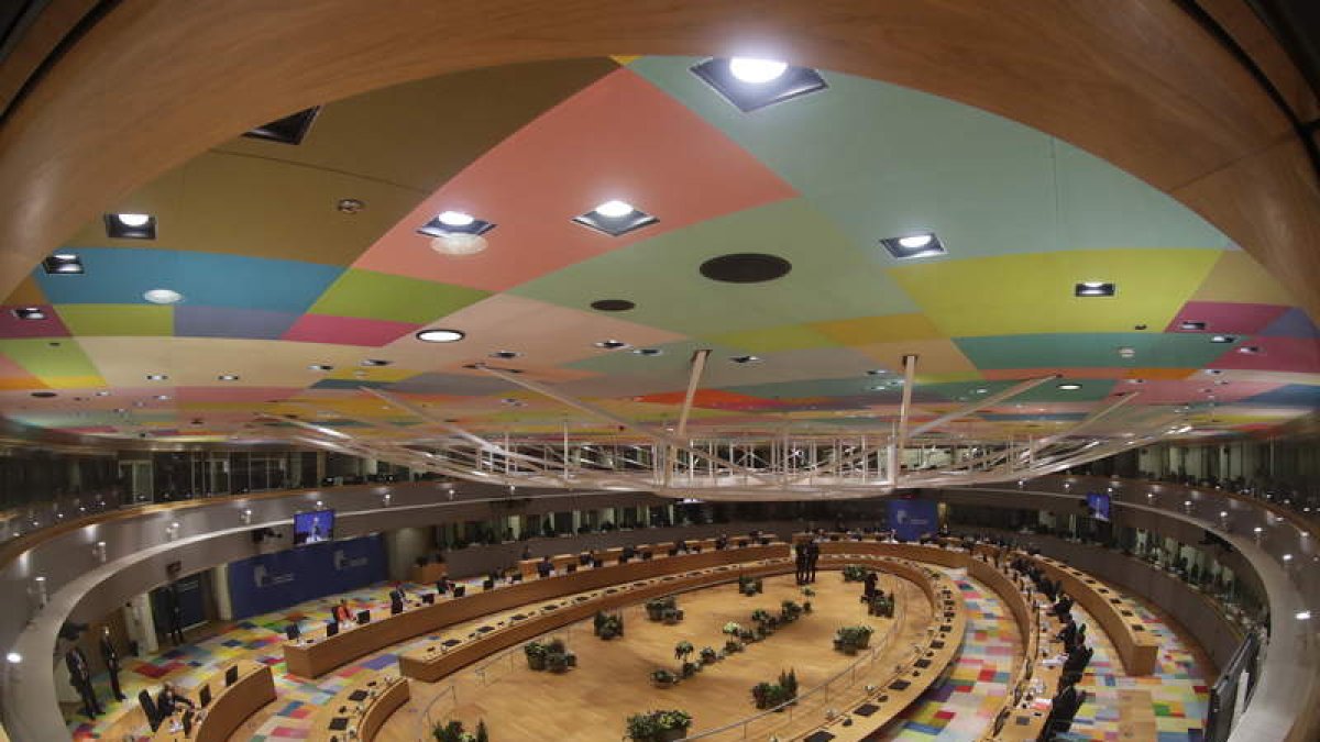 Imagen del salón de conferencias de la UE. OLIVIER HOSLET