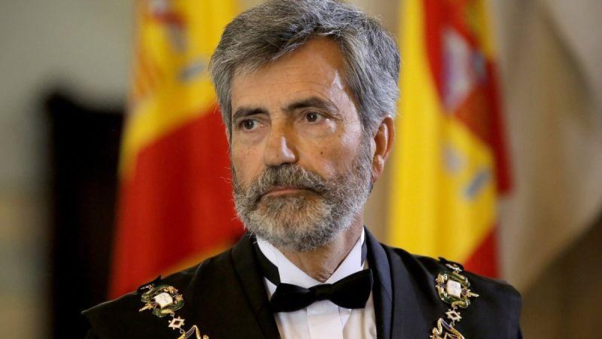El presidente del Supremo, Carlos Lesmes, en un acto judicial.
