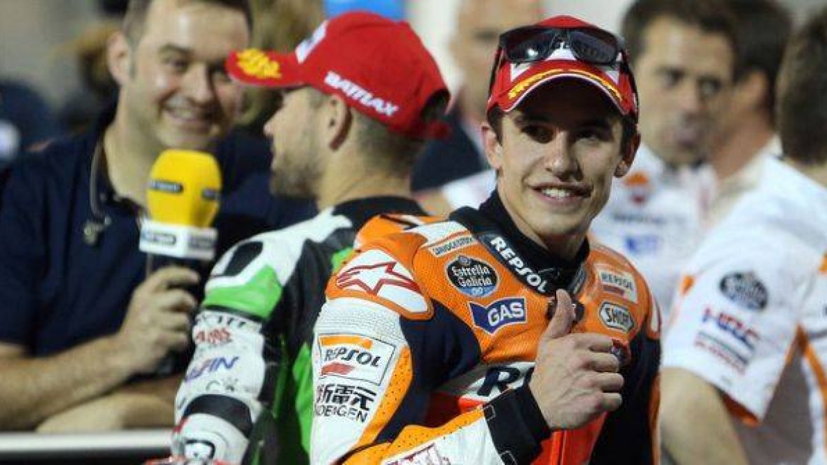 Marc Márquez, tras lograr la 'pole' en el GP de Catar.