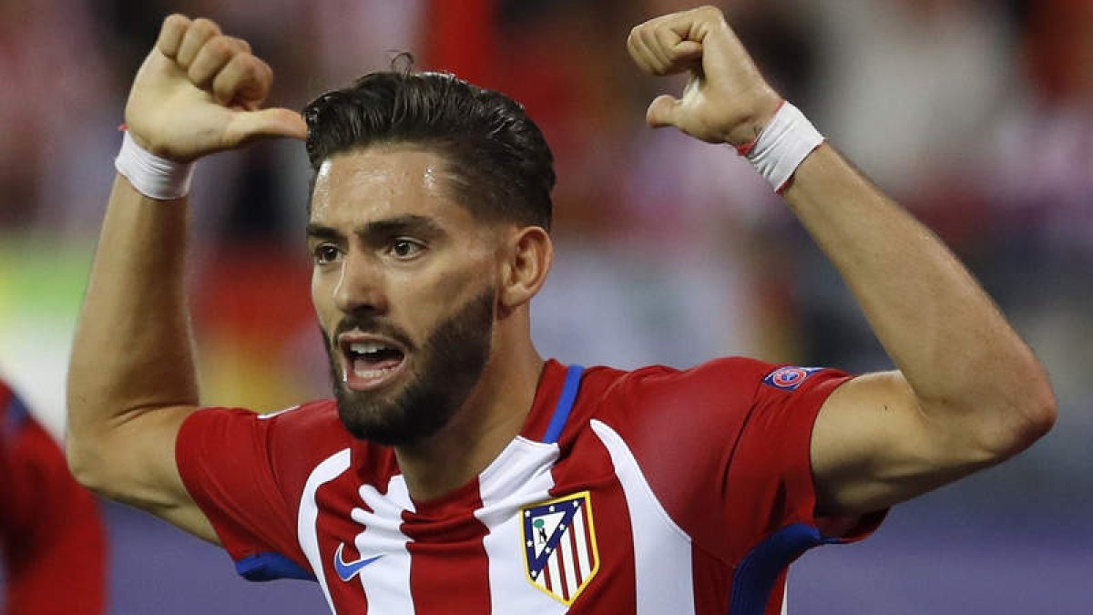 Carrasco celebra su gol, el único del partido, frente al Bayern Múnich. BALLESTEROS