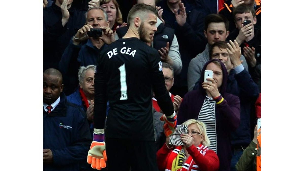 De Gea durante un partido con el Manchester United.