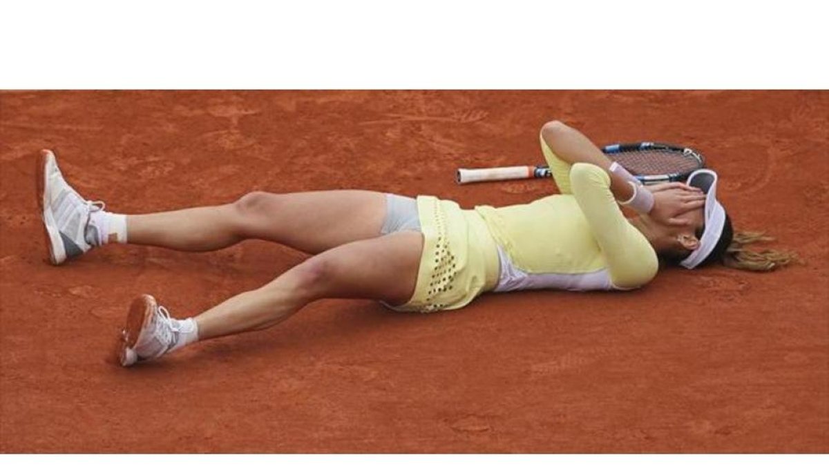 Garbiñe Muguruza, instantes después de lograr su mejor triunfo.