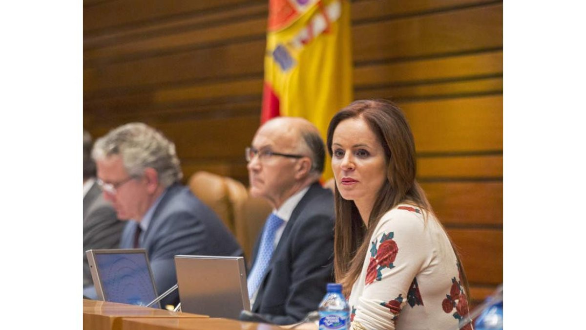 La presidenta de las Cortes, Silvia Clemente, ayer, en el Pleno. EFE