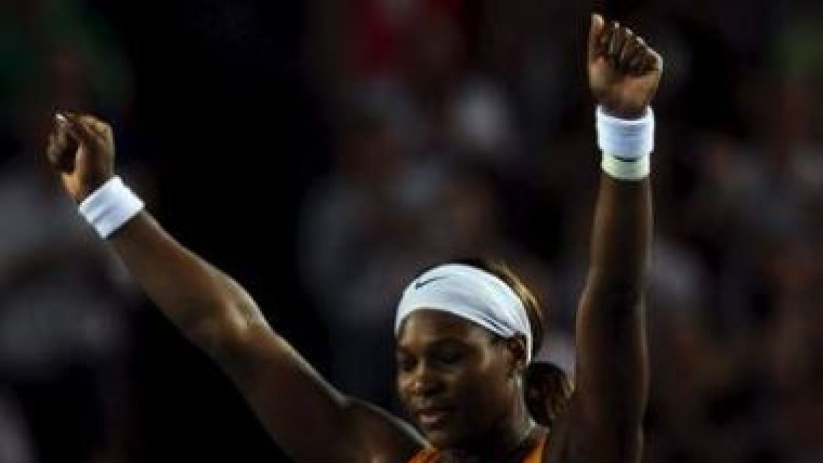 Serena celebra su triunfo en la final de Australia.