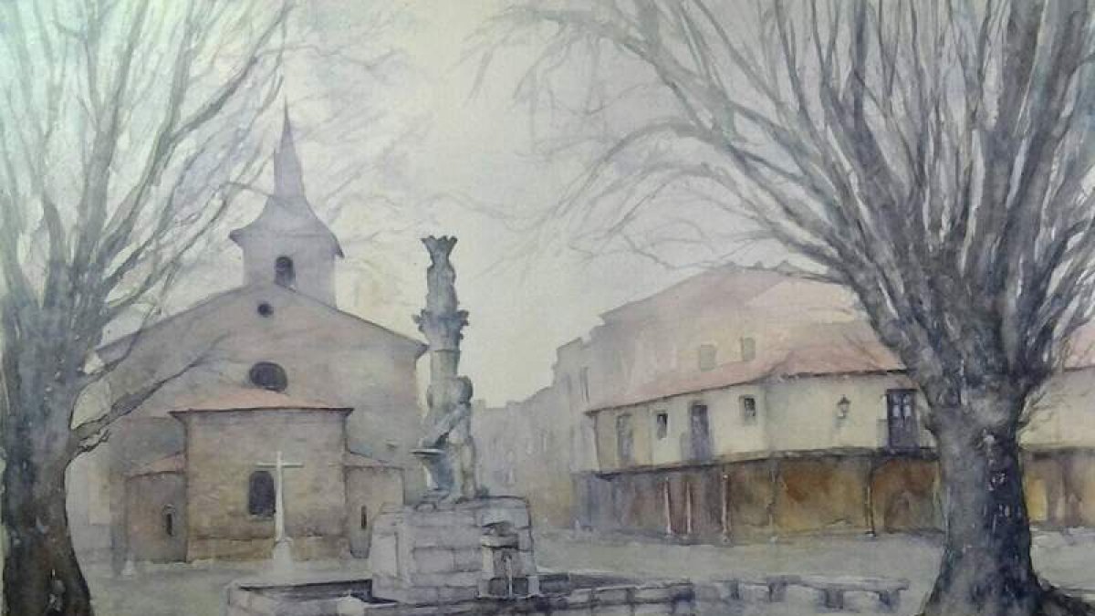 Una de las acuarelas del artista leonés Juan Fernández.