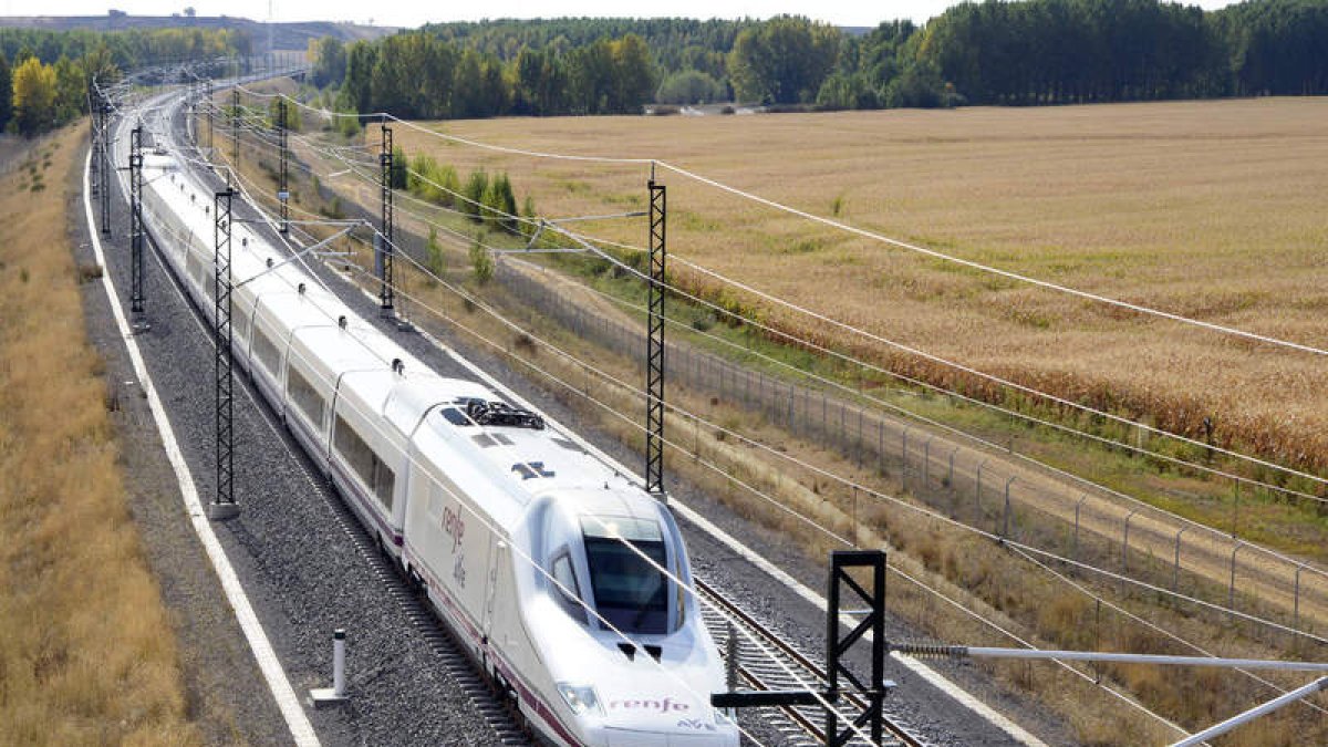 Un tren AVE a su paso por la provincia de León. ACACIO DÍAZ
