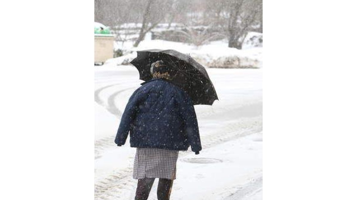 Una mujer bajo la nieve, ayer en Barniedo
