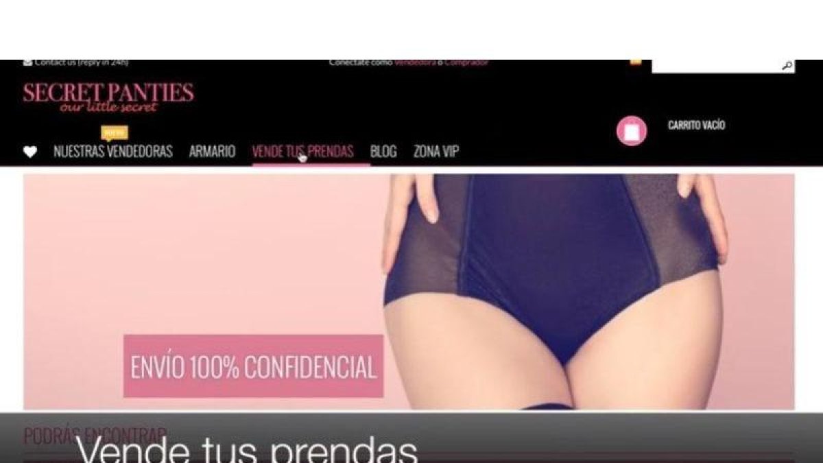Página principal de la web 'Secret Panties'.