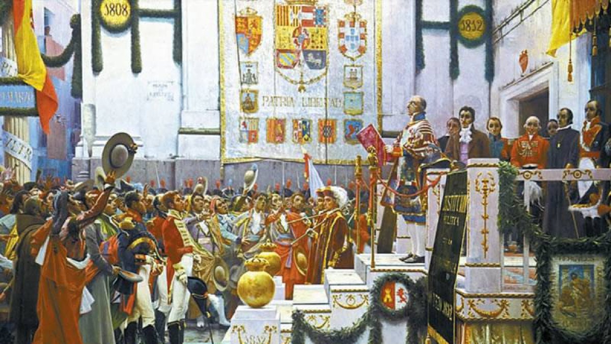 Óleo de Salvador Viniegra sobre la proclamación de la primera Constitución con la que contó España, la de 1812.