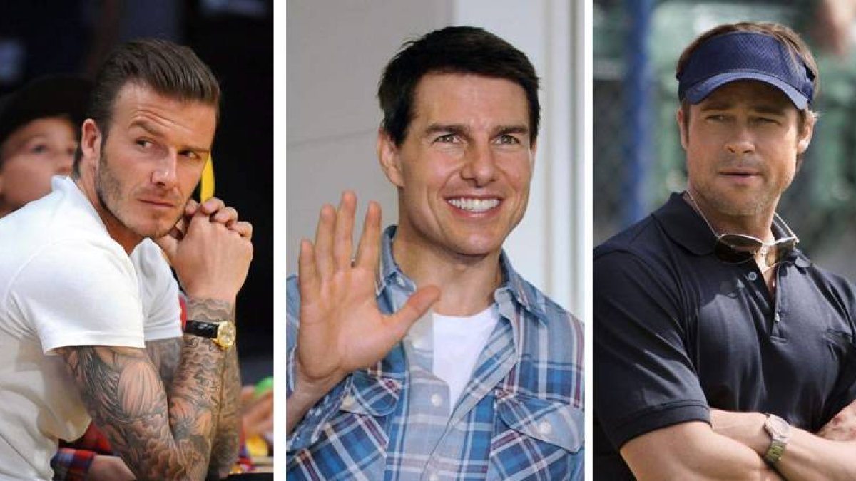 El futbolista David Beckham y los actores Tom Cruise y David Beckham