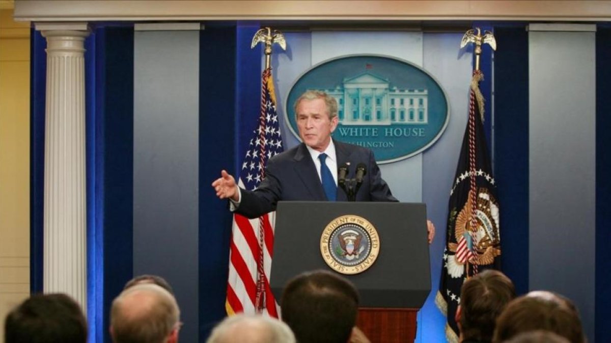 George W. Bush en su última rueda de prensa como presidente de Estados Unidos en el 2009.