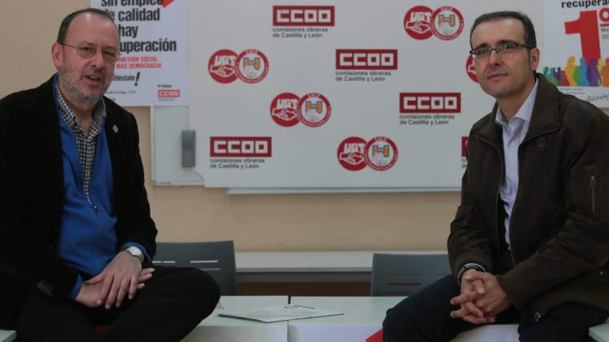 El secretario provincial de CC OO, Ignacio Fernández, y el de UGT, Manuel Mayo