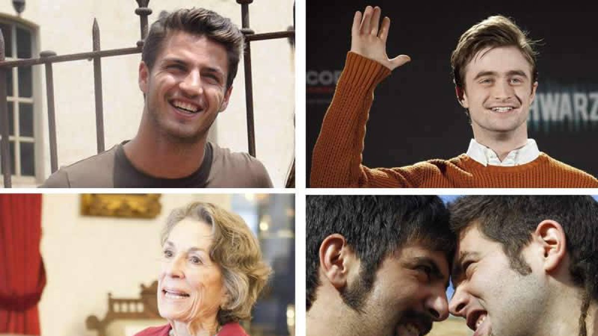 De izquierda a derecha y de arriba a abajo Maxi Iglesias, Daniel Radcliffe, Diane Disney y Estopa.