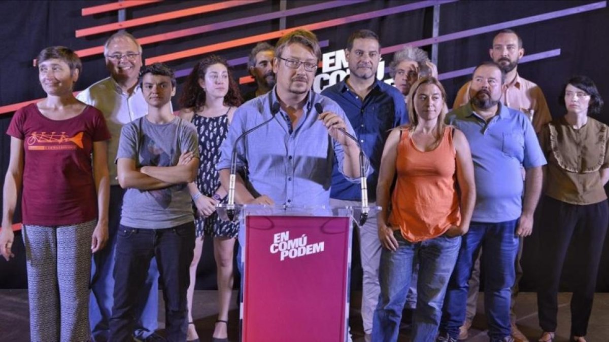 Xavier Domènech en su comparecencia para valorar los resultados del 26-J.