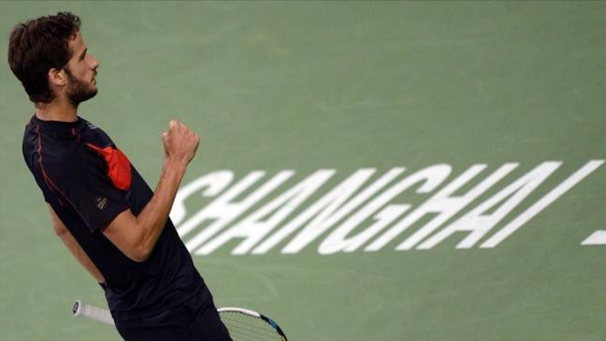 Feli López celebra su triunfo en Shanghái.