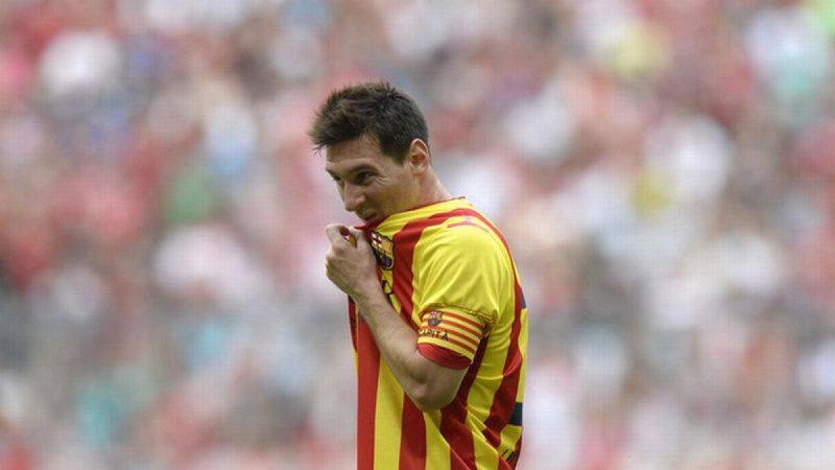 Messi, con el brazalete de capitán, el miércoles en el Allianz Arena.