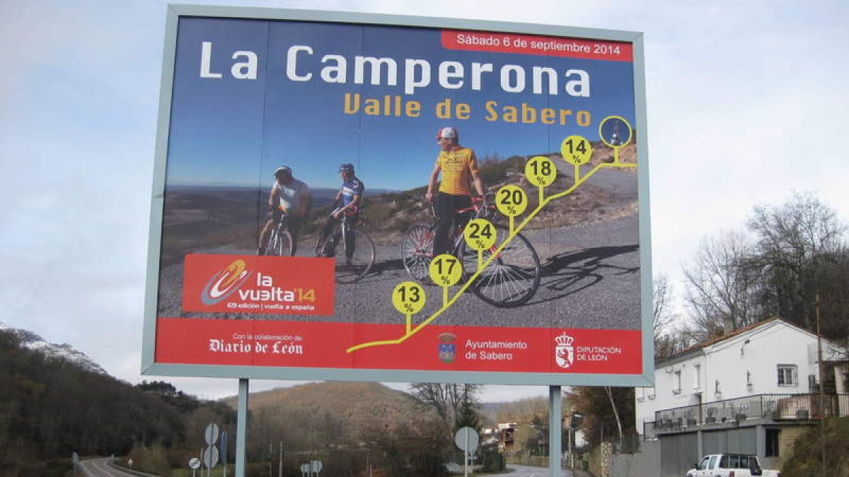 Cartel con el que el Ayuntamiento de Sabero promociona la etapa de la Vuelta de La Camperona