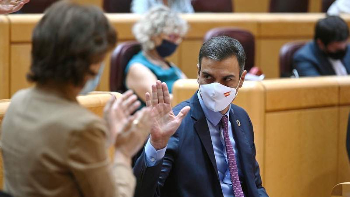 El presidente del Gobierno, Pedro Sánchez, durante una de sus intervenciones en el Parlamento. FERNANDO VILLAR