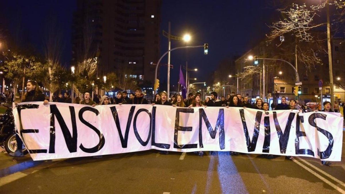 Manifestación contra la violencia machista en Nou Barris, en marzo pasado.