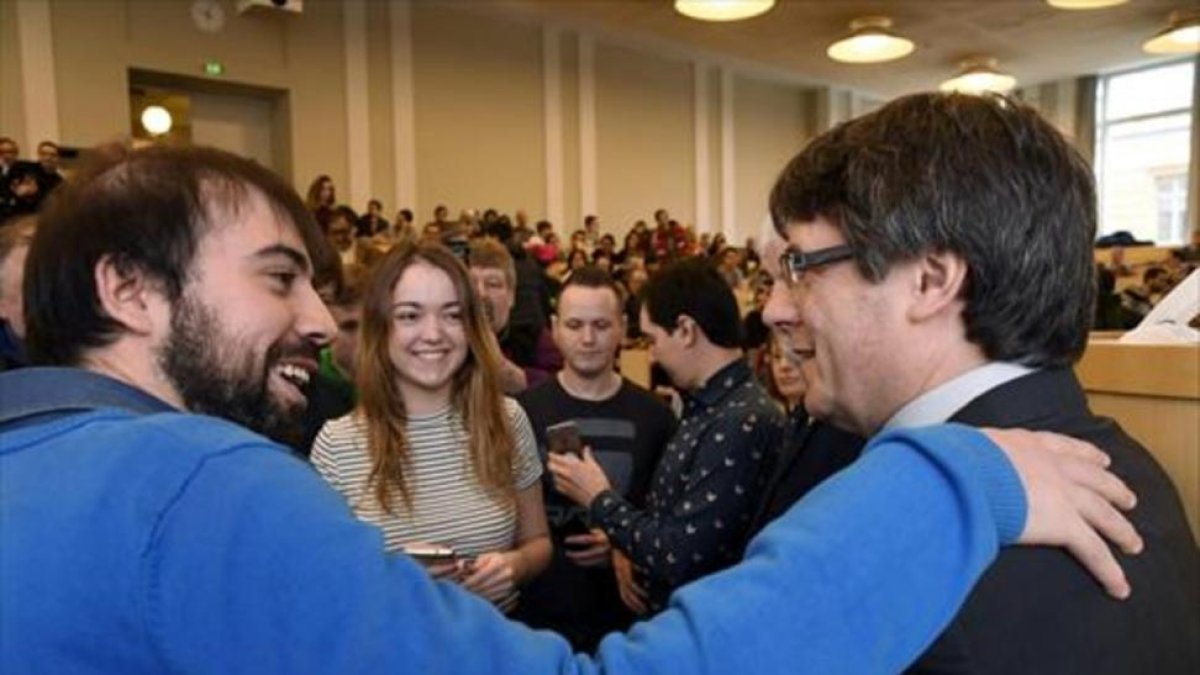 Puigdemont, en un acto en la Universidad de Helsinki, el viernes. / REUTERS