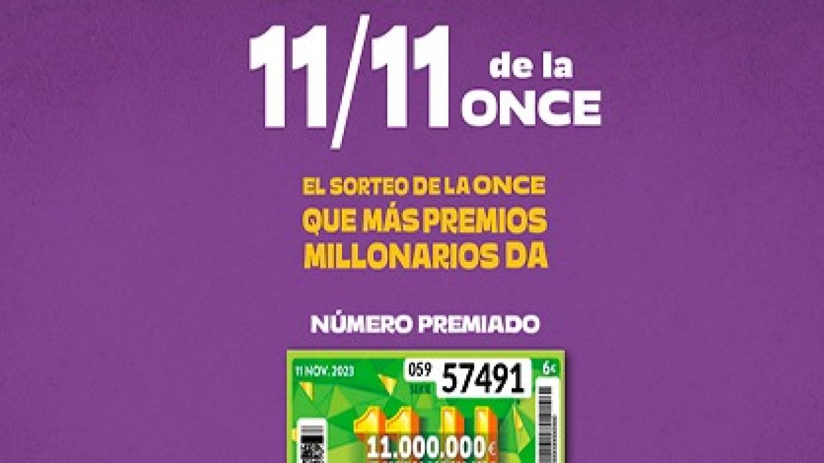 Cartel del Sorteo Extraordinario del 11/11 de la Once. DL