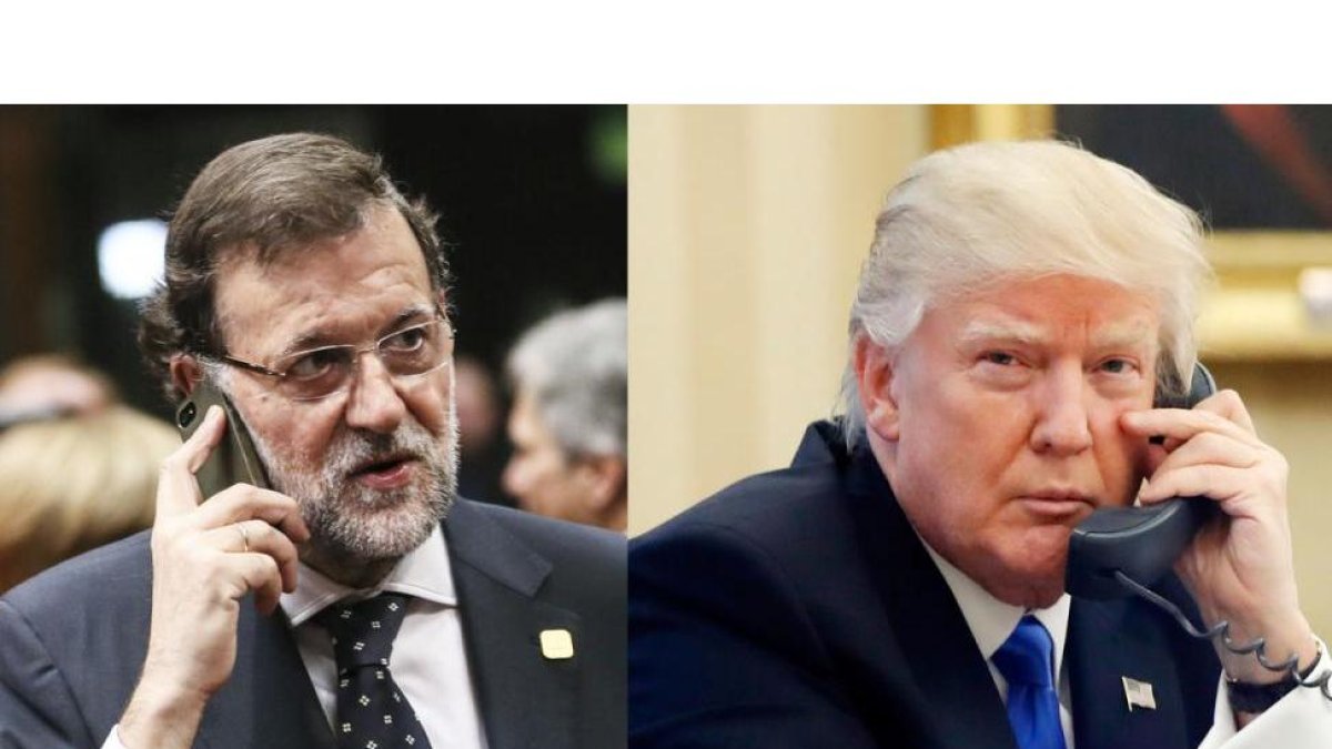 El presidente del Gobierno español, Mariano Rajoy. En la imagen de la derecha, el mandatario estadounidense, Donald Trump