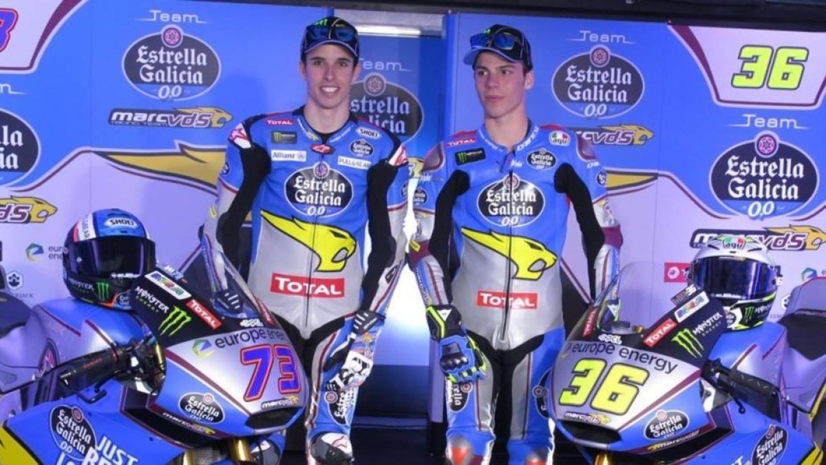 Àlex Márquez y Joan Mir, en la presentacoón hoy del equipo Estrella Galicia 0.0-Marc Vds.