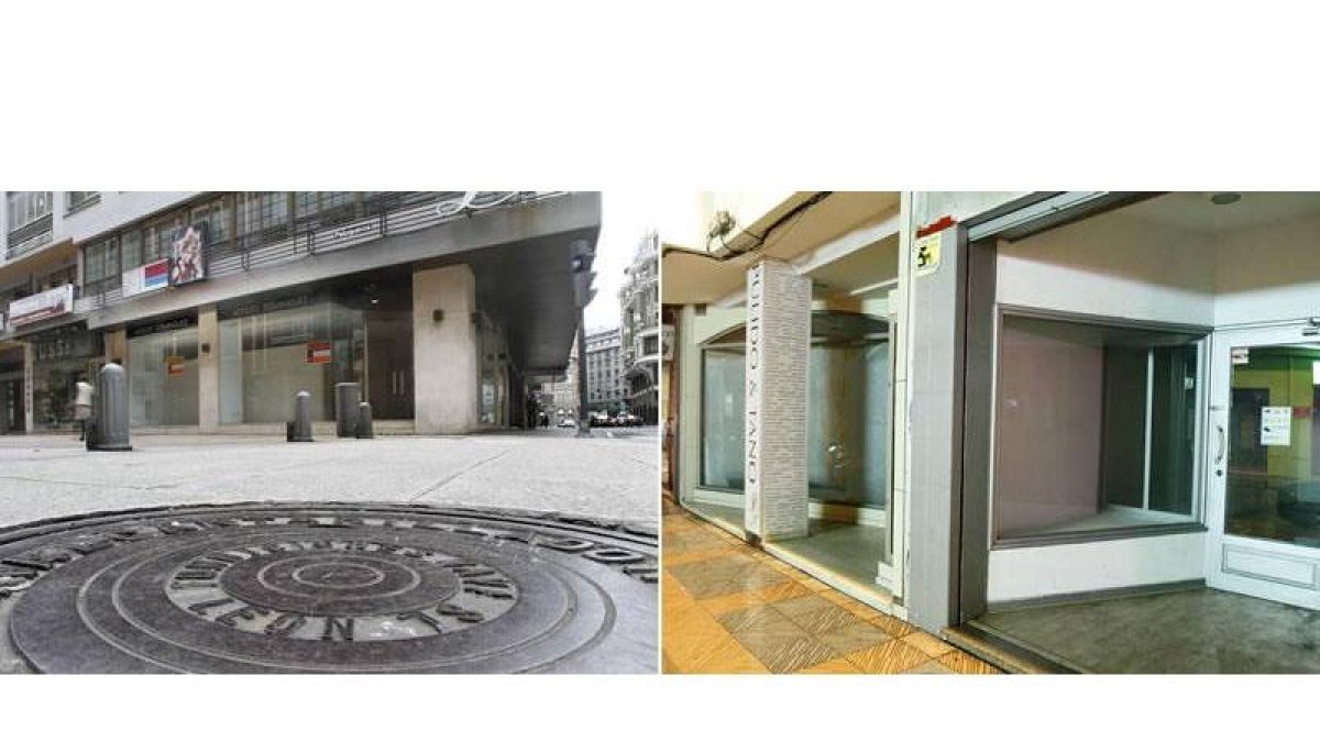 Locales comerciales vacíos en dos de las calles más céntricas de la capital, Independencia y Lope de Vega, ambas con un alto índice de abandono comercial.