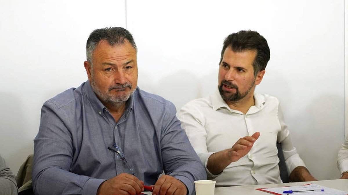 Morán y Tudanca ayer, en la Ejecutiva Autonómica del PSOE. RUBÉN CACHO