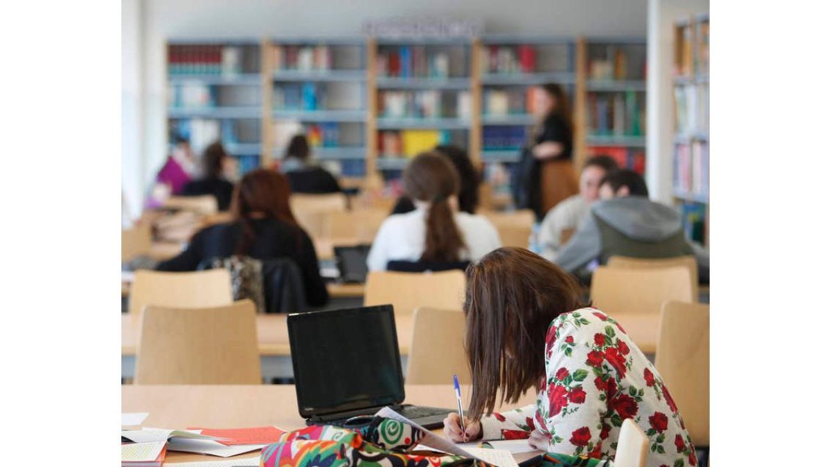 Universitarios leoneses en una de las bibliotecas del campus. JESÚS F. SALVADORES