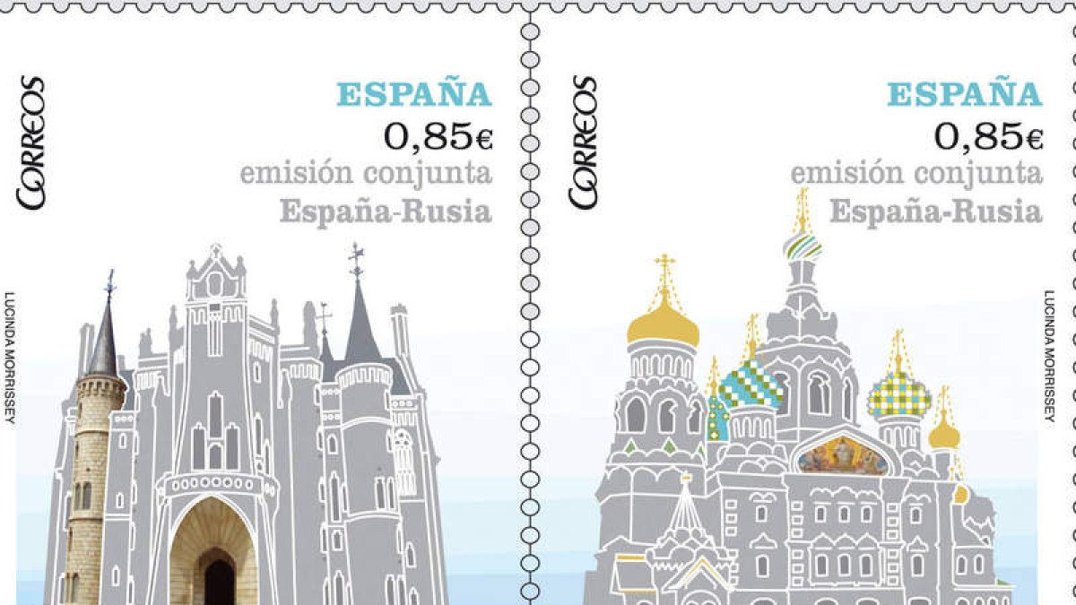 El Palacio de Gaudí y la Iglesia del Salvador en los sellos.