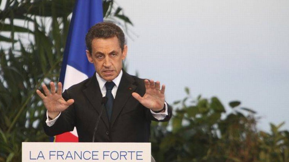 Nicolas Sarkozy, el miércoles, durante un mitin en la isla Reunión.